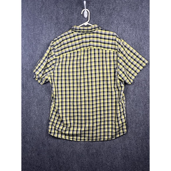 Wrangler Outdoor Mens XL Yellow Plaid Shirt Short Sleeve Button Vented Hiking - Picture 7 of 11